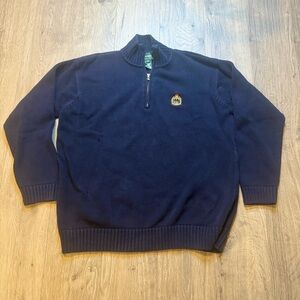 Lauren Ralph Lauren Quarter Zip Sweater Men’s Large  Navy Blue Anchor Crest Logo